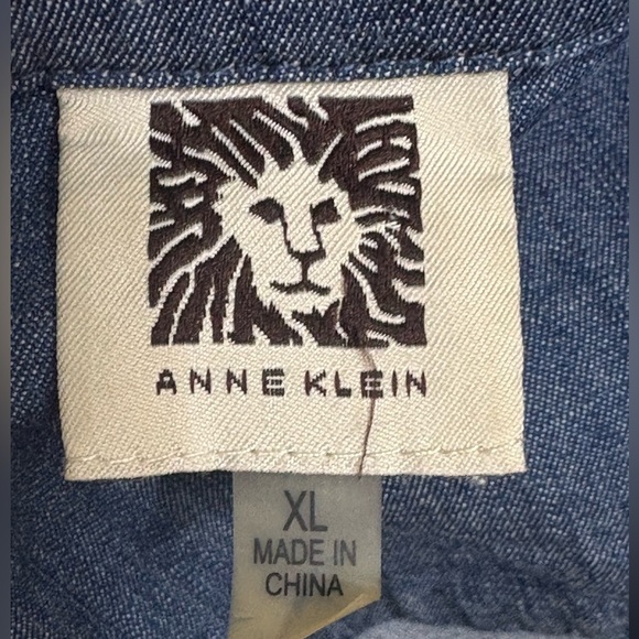 Anne Klein Denim Lace-Up Gold Hardware Women's Top - Picture 10 of 12